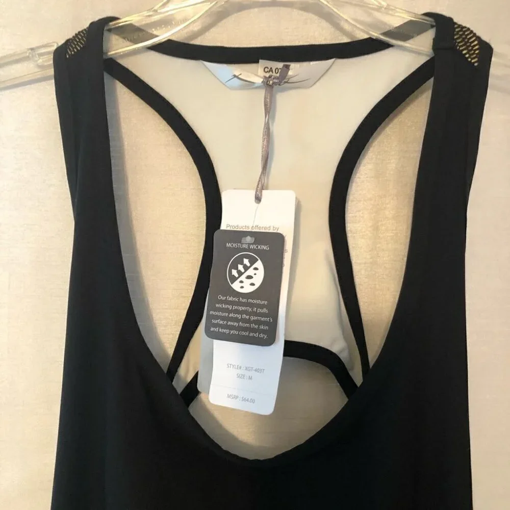 NWT X by Gottex Racerback Athletic Tank Black Ladies Med - Picture 5 of 14